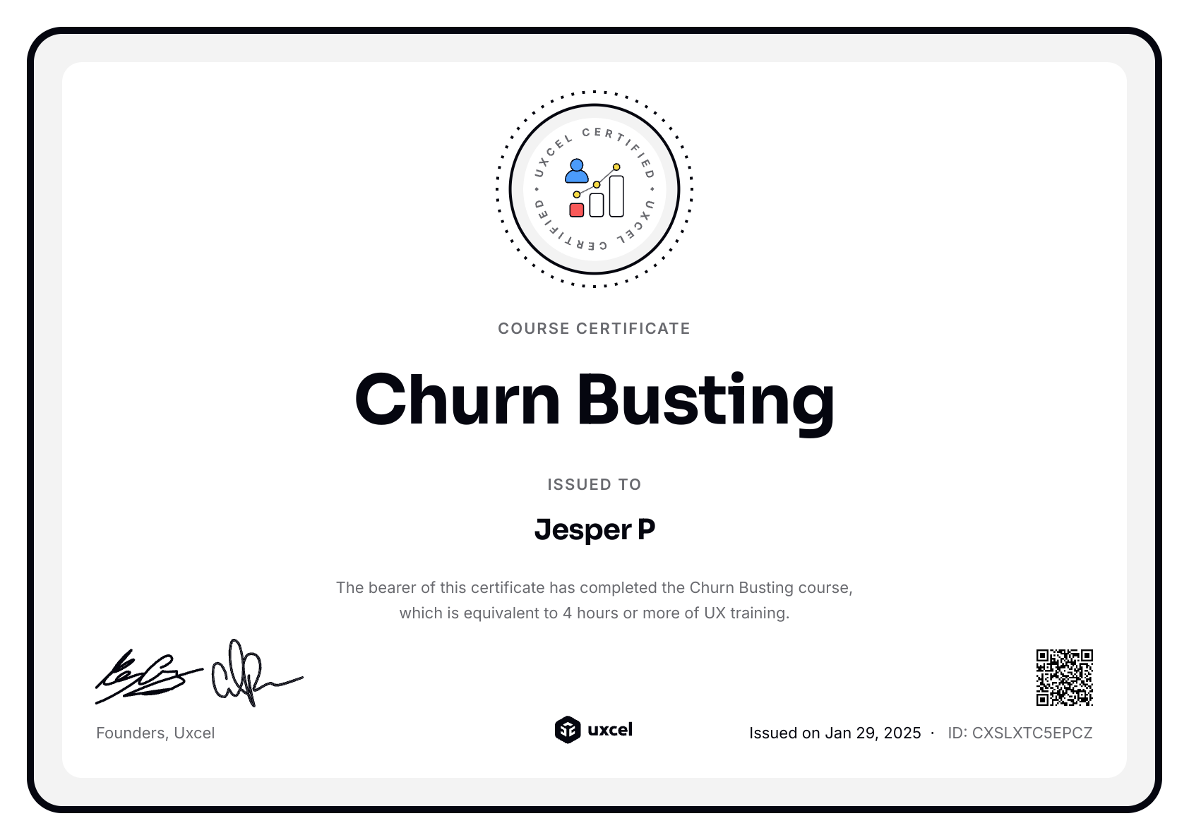 Jesper's certificate